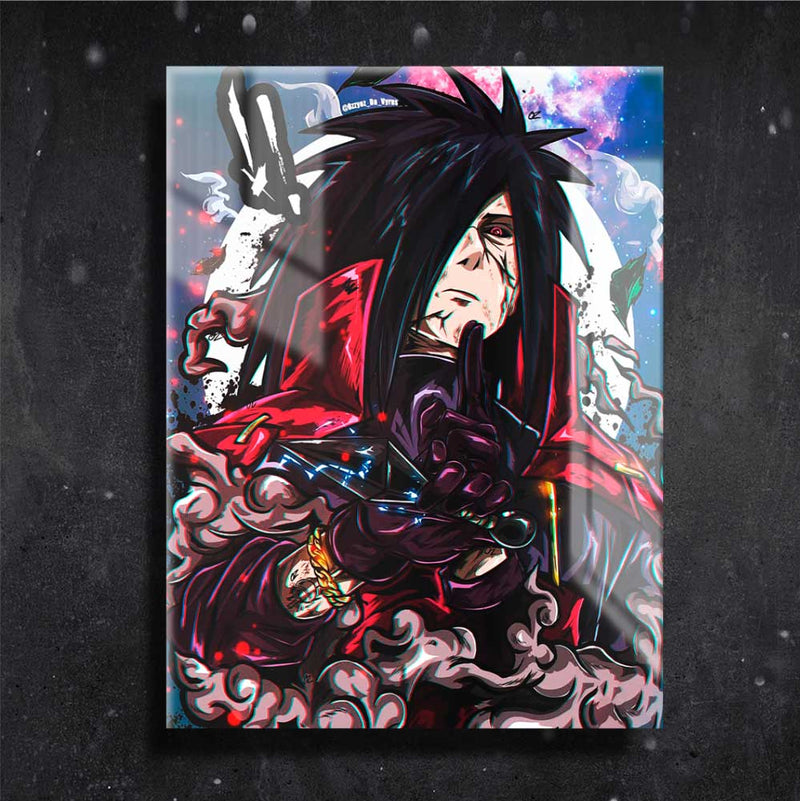 Quadro Metalizado Uchiha Madara Anime Placa Decorativa Brilhante