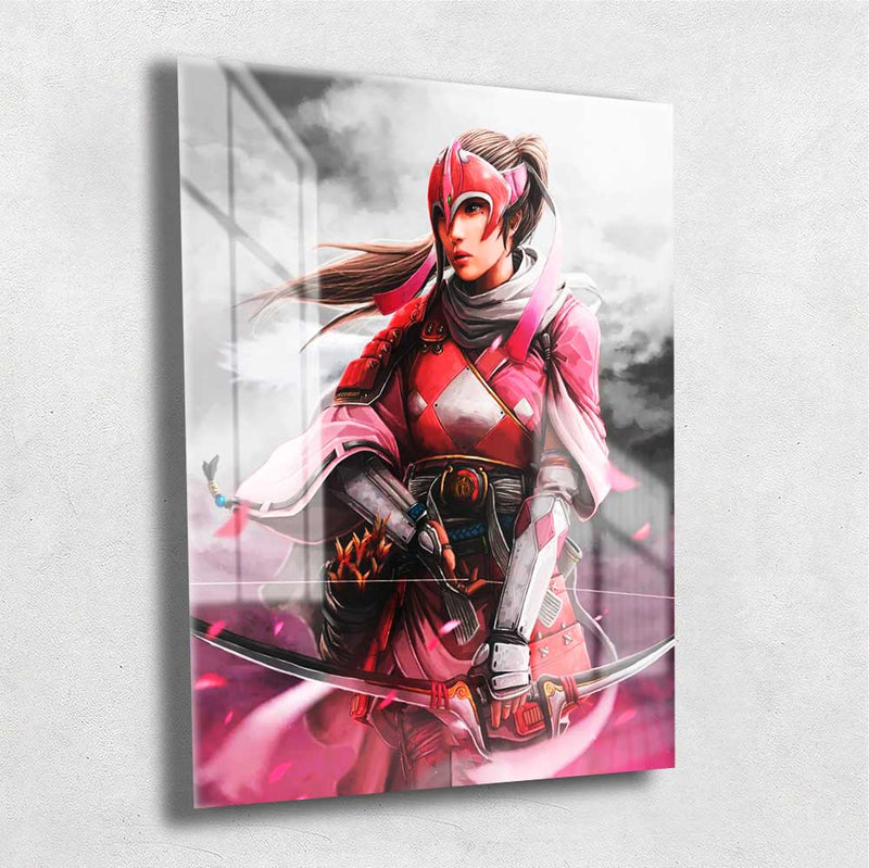 Quadro Metalizado Power Rangers Branco Ninja Art HD Decorativo