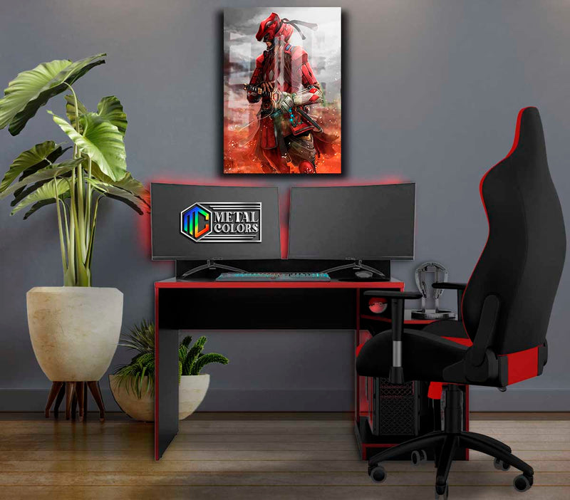 Quadro Metalizado Power Rangers Vermelho Ninja Art HD Decorativo