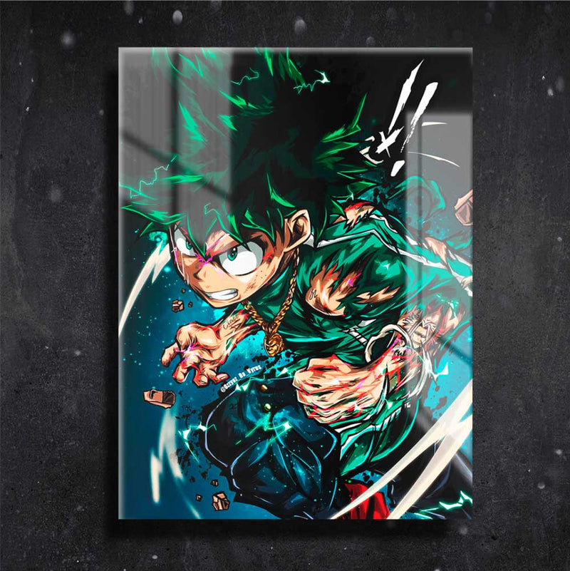 Quadro Metalizado Midoriya Izuku Anime Placa Decorativa Brilhante