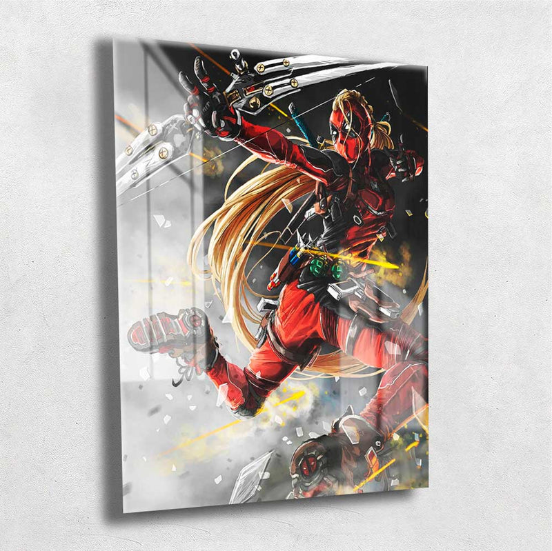 Quadro Metalizado Lady Deadpool Placa Decorativa Brilhante