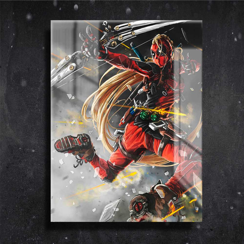 Quadro Metalizado Lady Deadpool Placa Decorativa Brilhante