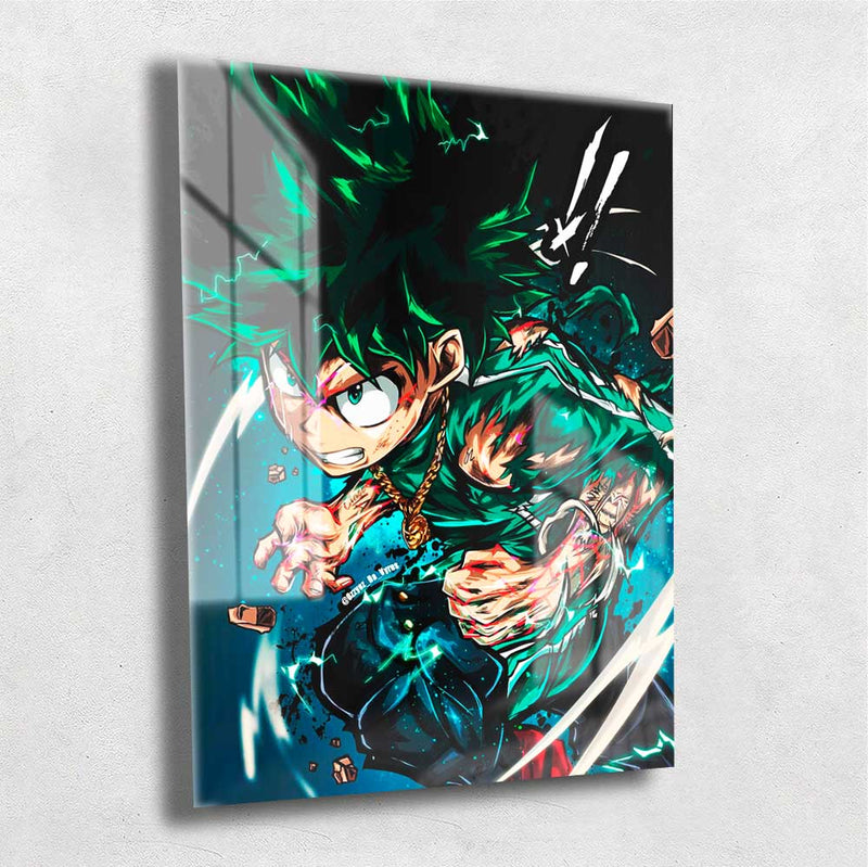 Quadro Metalizado Midoriya Izuku Anime Placa Decorativa Brilhante