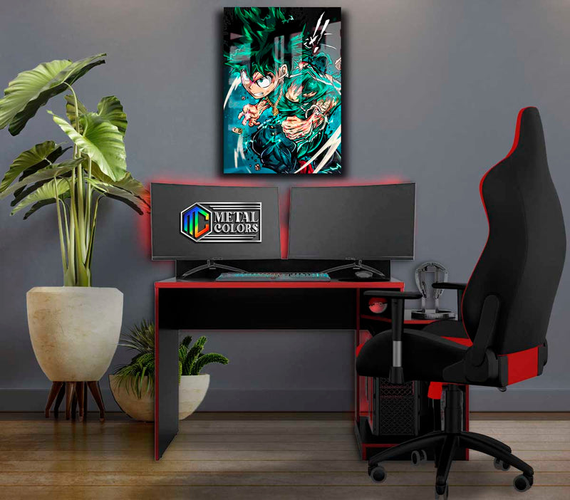 Quadro Metalizado Midoriya Izuku Anime Placa Decorativa Brilhante