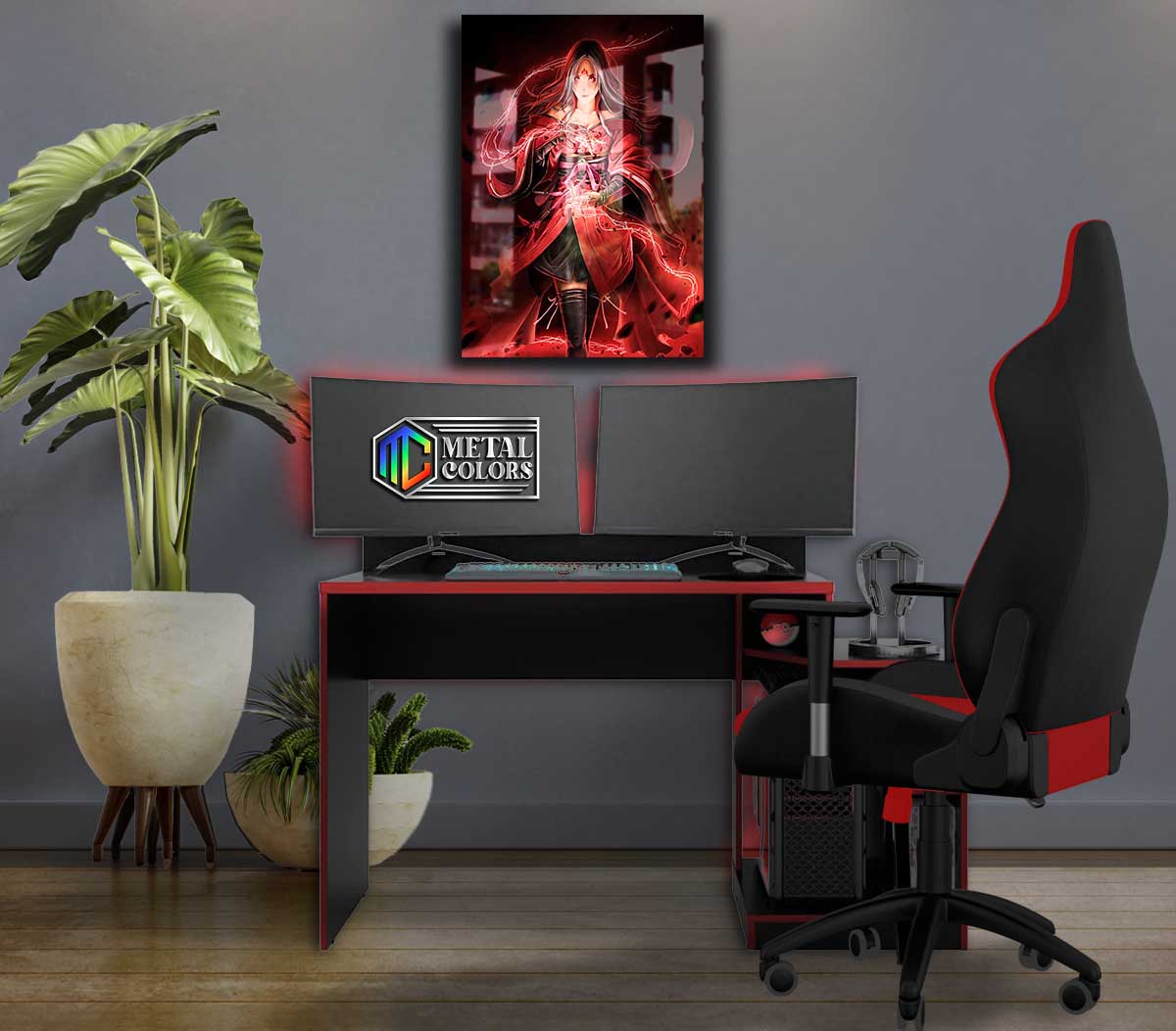 Quadro Metalizado Feiticeira Escarlate Ninja Art Placa Decorativa Bril