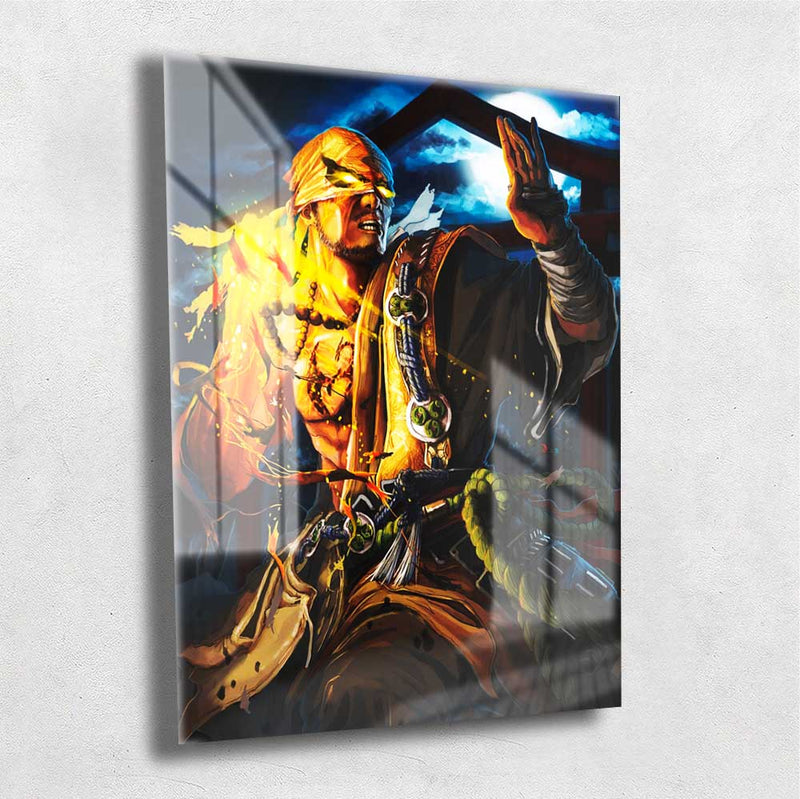 Quadro Metalizado Punho de Ferro Art Ninja Placa Decorativa Brilhante