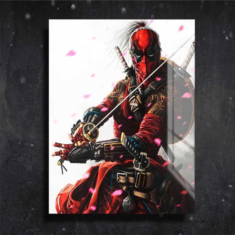 Quadro Metalizado Deadpool Art Ninja Placa Decorativa Brilhante