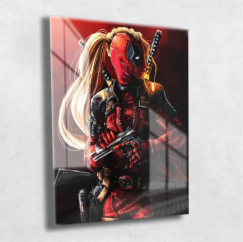 Quadro Metalizado Lady Deadpool Art Ninja Placa Decorativa Brilhante