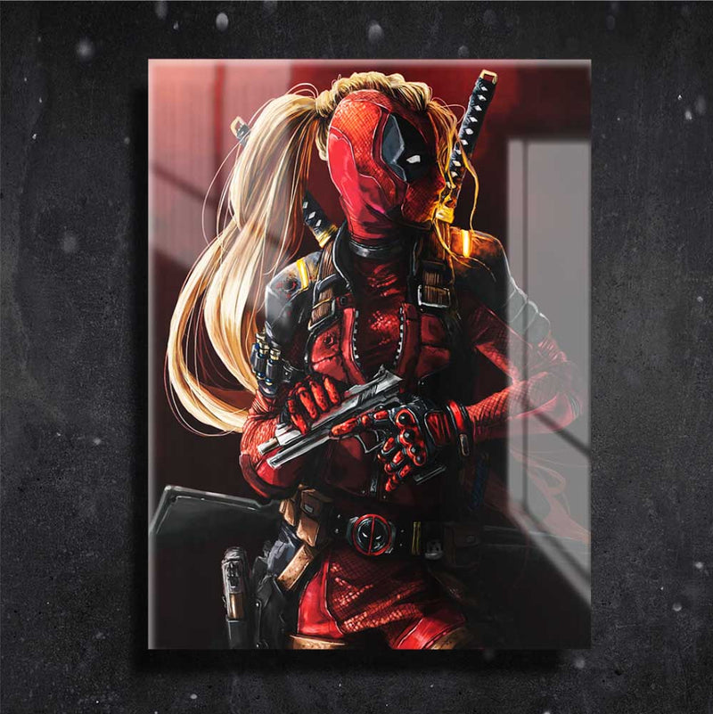 Quadro Metalizado Lady Deadpool Art Ninja Placa Decorativa Brilhante