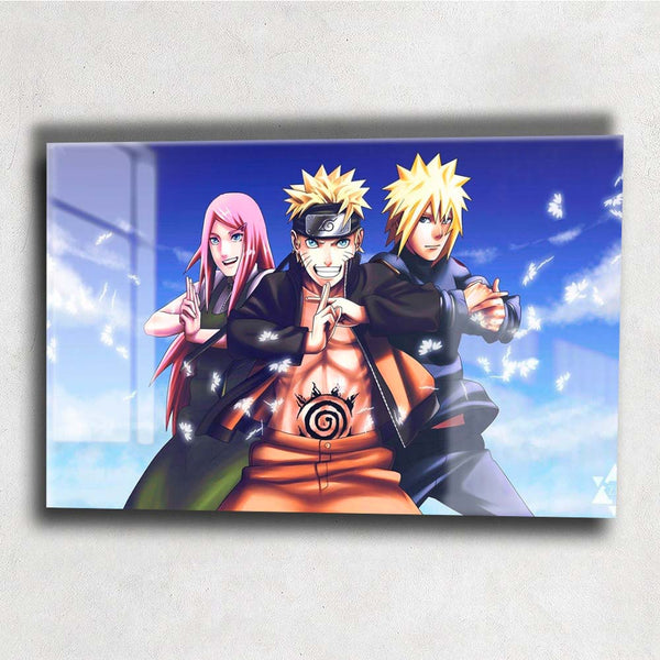 Quadro Decorativo Mosaico 5 peças Anime Naruto Kushina e Minato