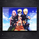 Quadro Metalizado Naruto Minato Kushina Placa Decorativa Brilhante