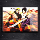 Quadro Metalizado Naruto vs Sasuke Anime Placa Decorativa Brilhante