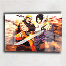 Quadro Metalizado Naruto vs Sasuke Anime Placa Decorativa Brilhante