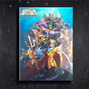 Quadro Metalizado Poseidon Cavaleiros Zodíaco Marina do Placa Decorativa Brilhante