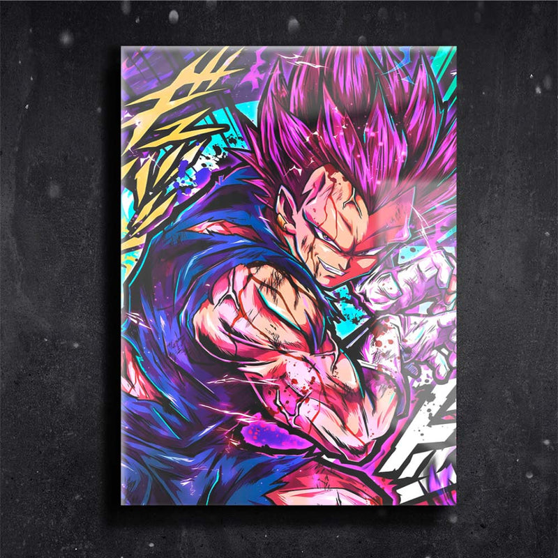 Quadro Metalizado Ego Superior Vegeta Placa Decorativa Brilhante Anime Dragon Ball super