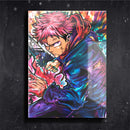 Quadro Metalizado Yuji Itadori Jujutsu Kaisen Anime Placa Decorativa Brilhante