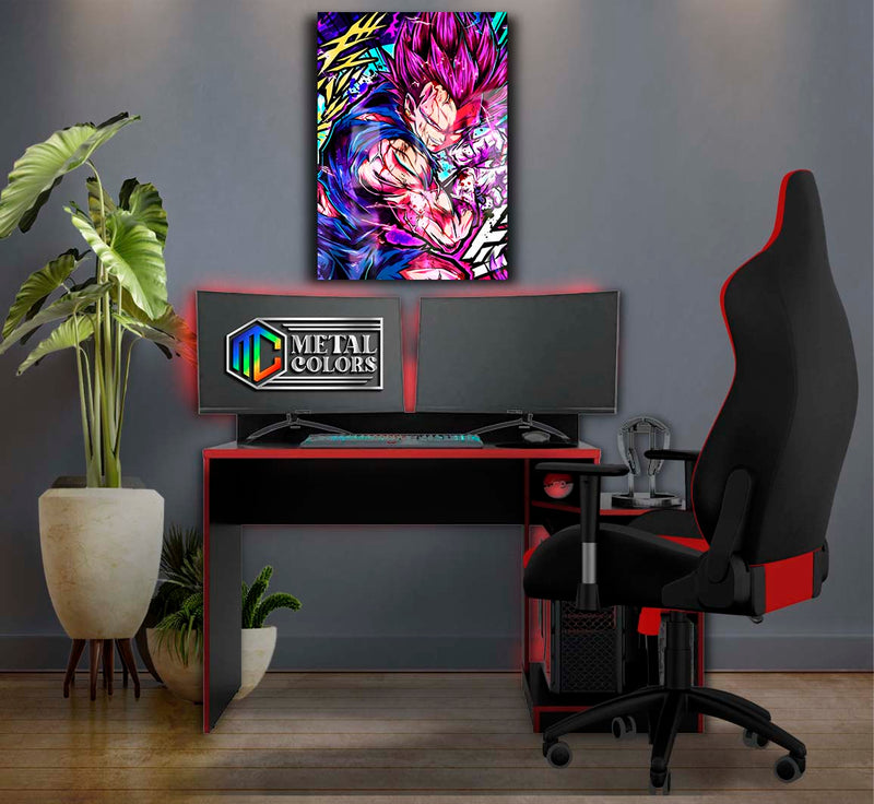 Quadro Metalizado Ego Superior Vegeta Placa Decorativa Brilhante Anime Dragon Ball super