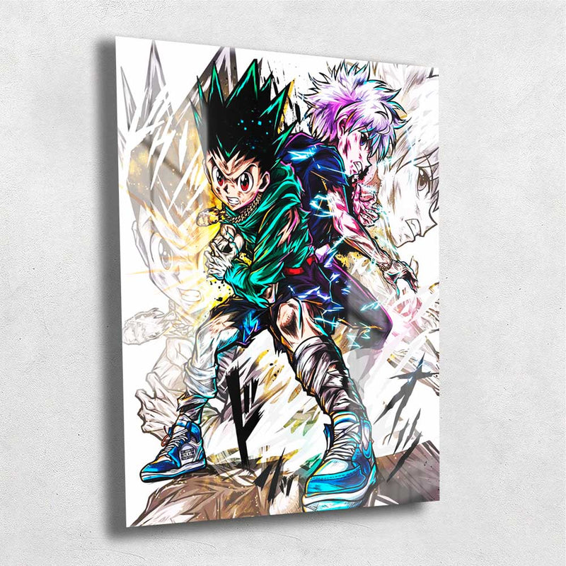 Quadro Metalizado Gon e Killua hunter x hunter Anime Placa Decorativa