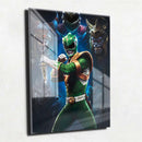 Quadro Metalizado Power Rangers Verde Tommy Dragão Placa Decorativa Brilhante
