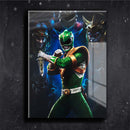 Quadro Metalizado Power Rangers Verde Tommy Dragão Placa Decorativa Brilhante
