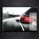 Quadro Metalizado Carros Audi Vermelho Placa Decorativa Brilhante