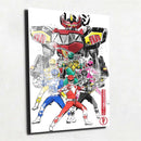 Quadro Metalizado Art Power Rangers e Megazord Placa Decorativa Brilhante