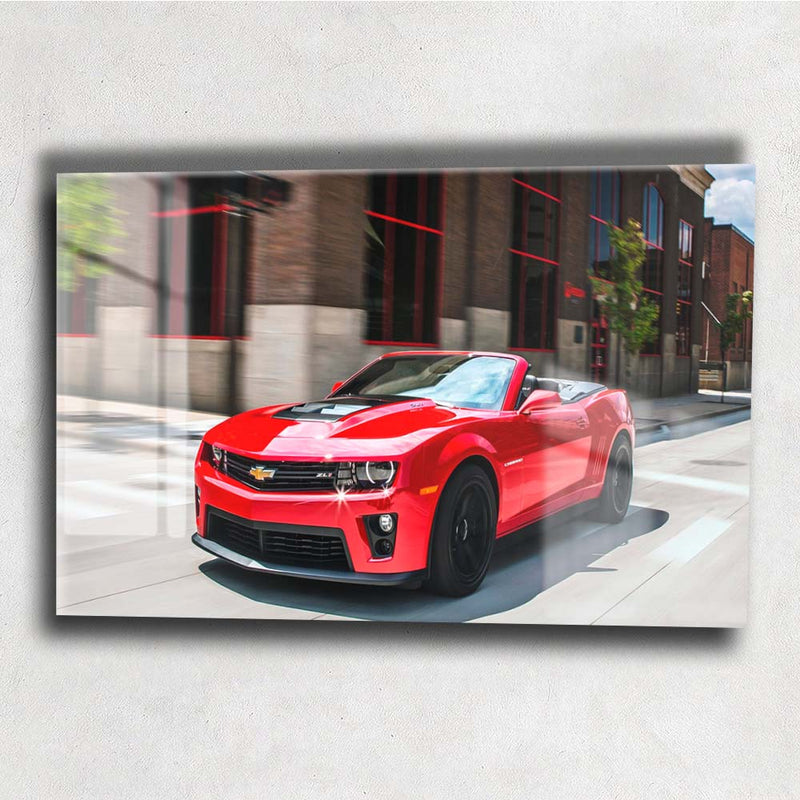 Quadro Metalizado Carro Camaro Conversível Placa Decorativa Brilhante