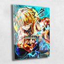 Quadro Metalizado Zenitsu Demon Slayer Anime Placa Decorativa Brilhante