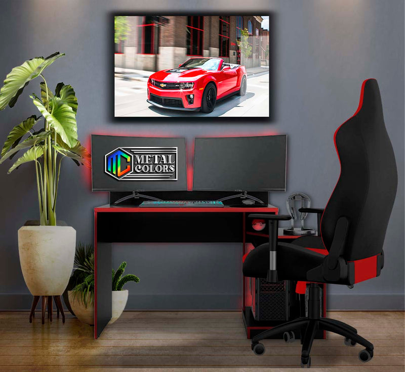 Quadro Metalizado Carro Camaro Conversível Placa Decorativa Brilhante