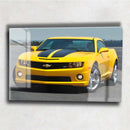 Quadro Metalizado Carro Camaro Amarelo Placa Decorativa Brilhante