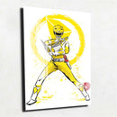 Quadro Metalizado Art Power Rangers Amarelo Placa Decorativa Brilhante