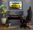 Quadro Metalizado Carro Camaro Amarelo Placa Decorativa Brilhante