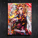 Quadro Metalizado Pilar Das Chamas Rengoku Demon Slayer Placa Decorativa Brilhante