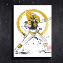 Quadro Metalizado Art Power Rangers Branco tommy Placa Decorativa Brilhante