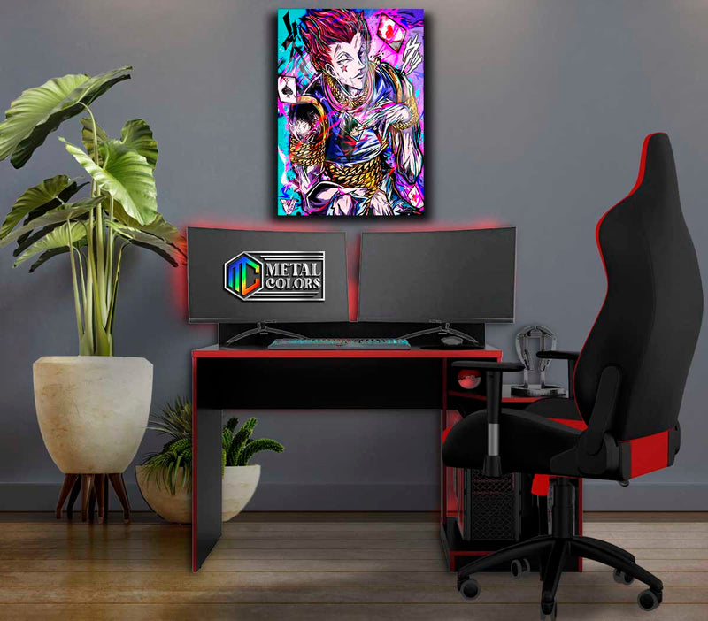 Quadro Metalizado Hisoka Hunter x Hunter Anime Placa Decorativa Brilhante