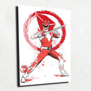 Quadro Metalizado Art Power Rangers Vermelho Placa Decorativa Brilhante