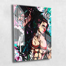 Quadro Metalizado Eren Yeager Attack on Titan Anime Placa Decorativa Brilhante