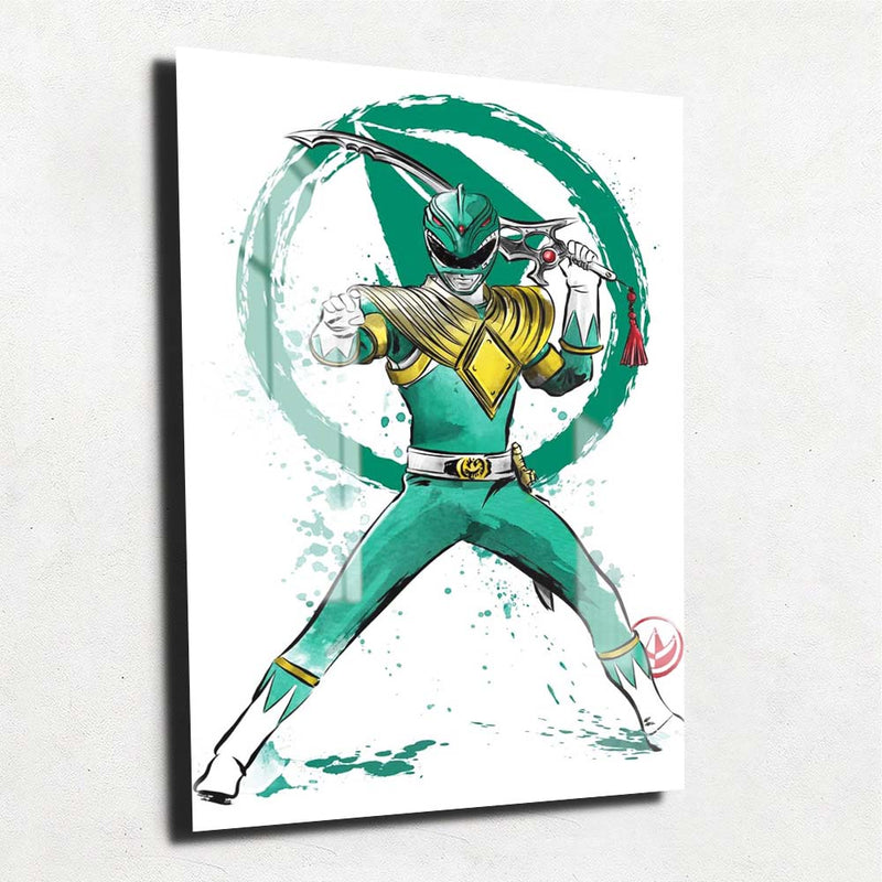 Quadro Metalizado Art Power Rangers Verde Tommy Placa Decorativa Brilhante