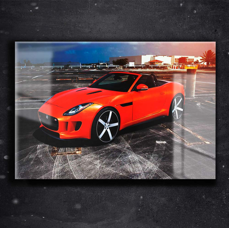 Quadro Metalizado Carros Aston Martin Laranja Placa Decorativa Brilhante