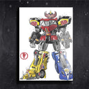 Quadro Metalizado Art Power Rangers Megazord Placa Decorativa Brilhante