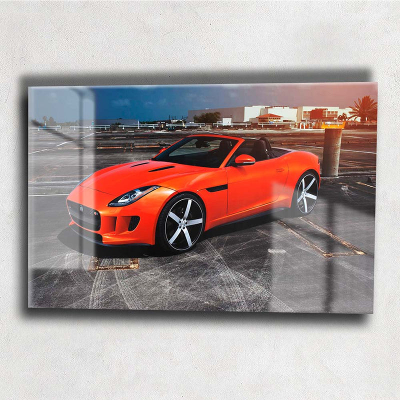 Quadro Metalizado Carros Aston Martin Laranja Placa Decorativa Brilhante