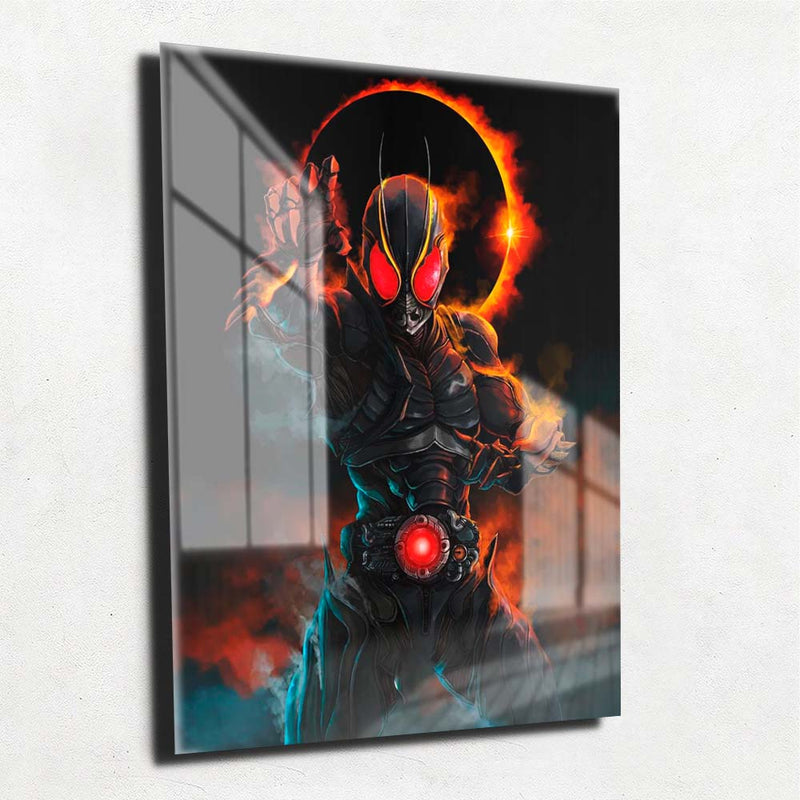 Quadro Metalizado Kamen Rider Black Sun Red Flame Placa Decorativa Brilhante