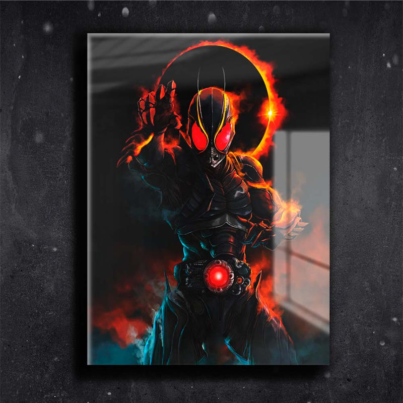 Quadro Metalizado Kamen Rider Black Sun Red Flame Placa Decorativa Brilhante