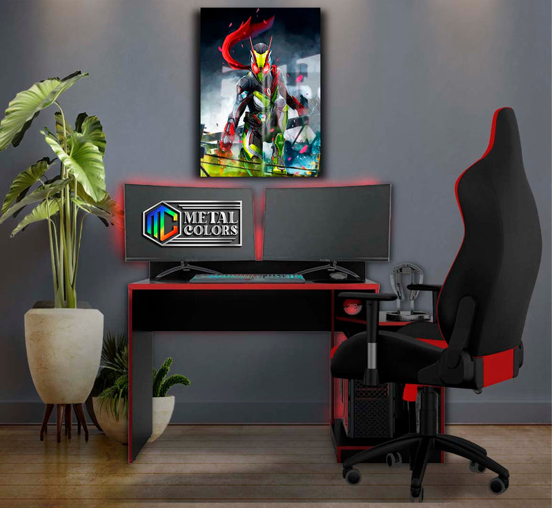 Quadro Metalizado Kamen Rider Black Zero one Placa Decorativa Brilhante