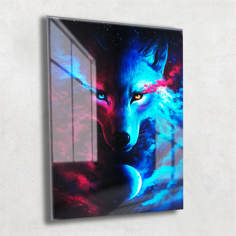 Quadro Metalizado Raposa Celestial Fan Art Placa Decorativa Brilhante