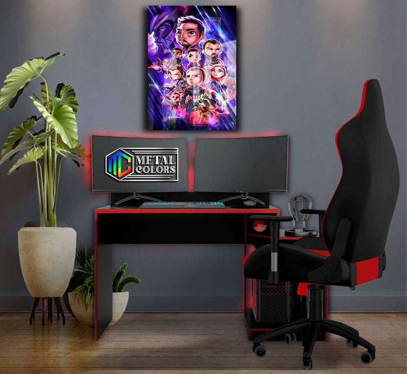 Quadro Metalizado Vingadores Ultimato Art Animação Placa Decorativa Brilhante