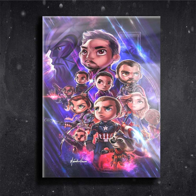 Quadro Metalizado Vingadores Ultimato Art Animação Placa Decorativa Brilhante