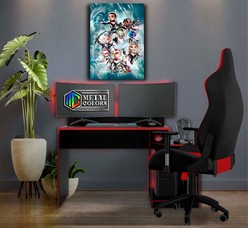 Quadro Metalizado Vingadores Art Animação Placa Decorativa Brilhante