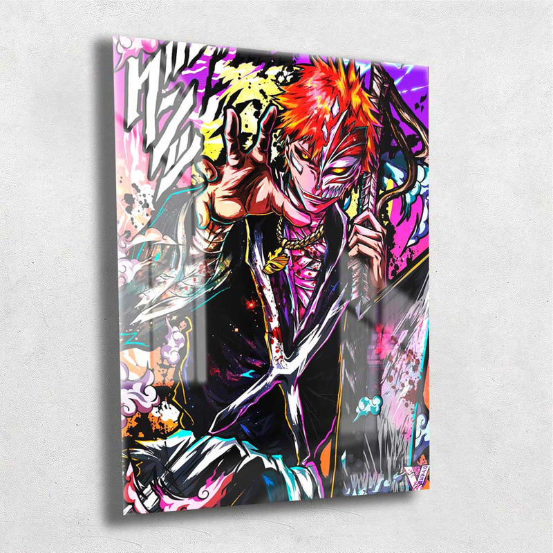 Quadro Metalizado Ichigo Hollow Bleach Anime Placa Decorativa Brilhante