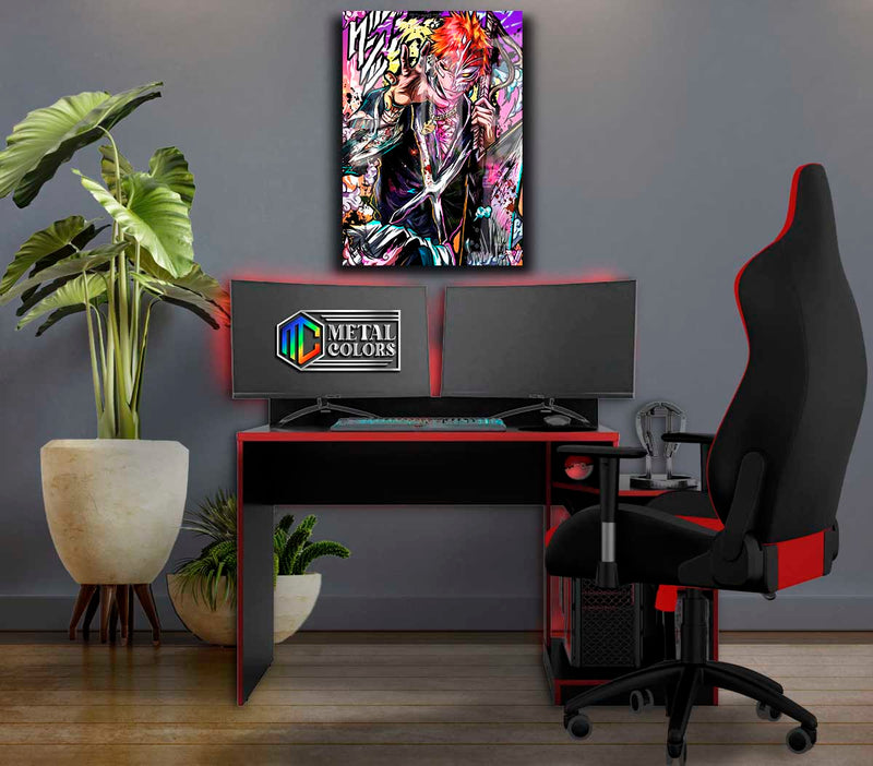 Quadro Metalizado Ichigo Hollow Bleach Anime Placa Decorativa Brilhante